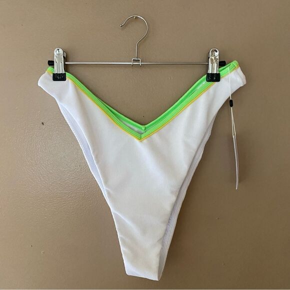 Lovers + Friends Let it Go bikini bottoms white green Revolve swimsuit Sz XL - Picture 2 of 8